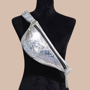 Rag & Bone Silver Mini Petra Sling Belt Bag Metallic Streetwear Modern